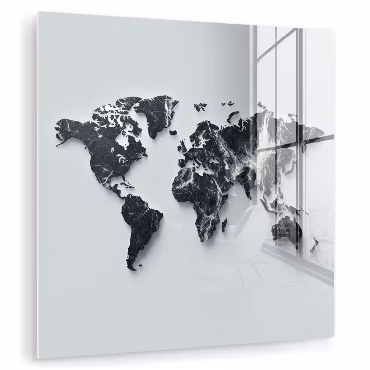 Wereldkaart - Dynamisch - Marmer - Wit plexiglas 5mm klein -zzzproduct_nieuw