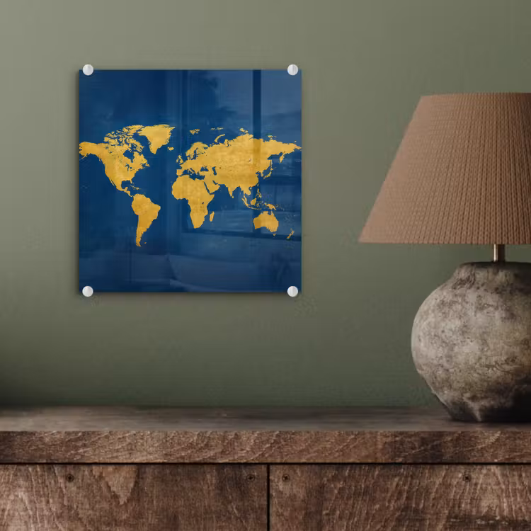 Wereldkaart - Elegant - Blauw plexiglas 5mm klein -sfeer3