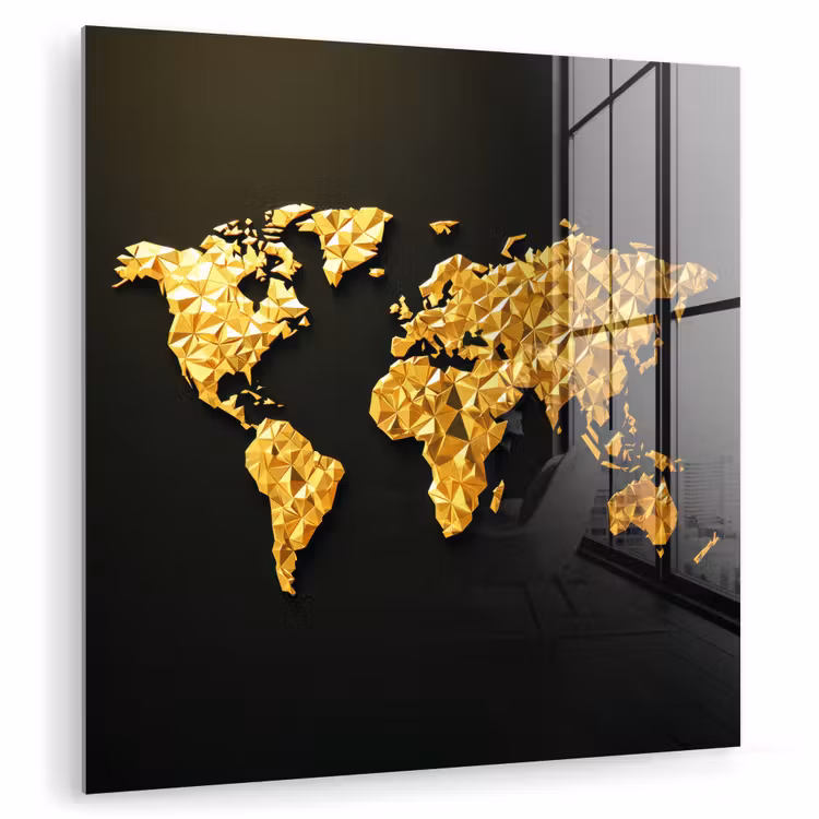 Wereldkaart - Facetstructuur - Driedimensionaal plexiglas 5mm klein -zzzproduct_nieuw