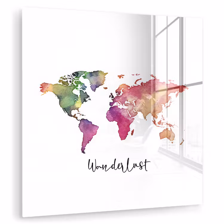 Wereldkaart - Wanderlust - Paars plexiglas 5mm klein -zzzproduct_nieuw