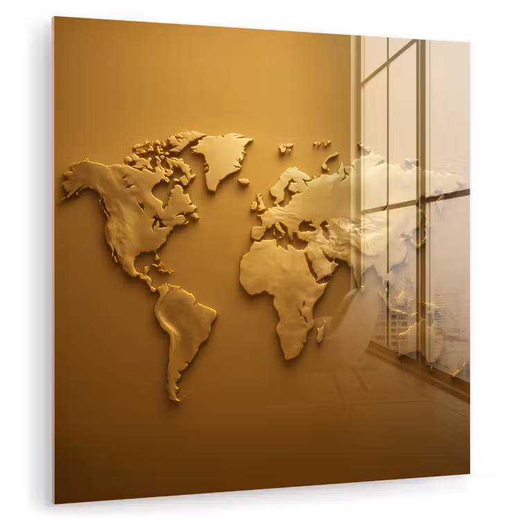 Wereldkaart - Vloeiend - Reliëfachtige wereldkaart plexiglas 5mm klein -zzzproduct_nieuw