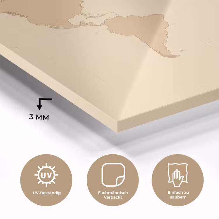 Wereldkaart - Rasterachtergrond - Eenvoudige vormgeving plexiglas 5mm klein -wsfeer2_DE