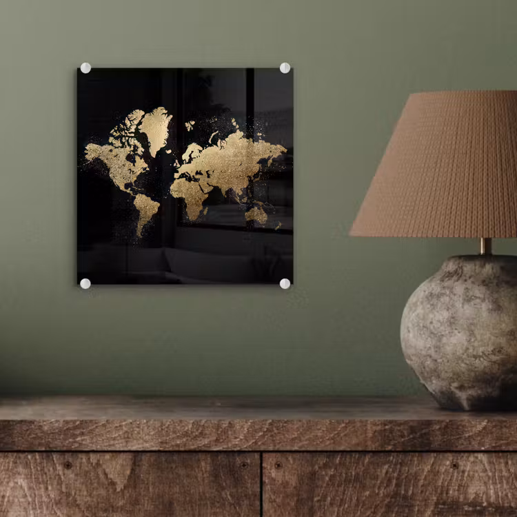 Wereldkaart - Glitter - Zwart plexiglas 5mm klein -sfeer3