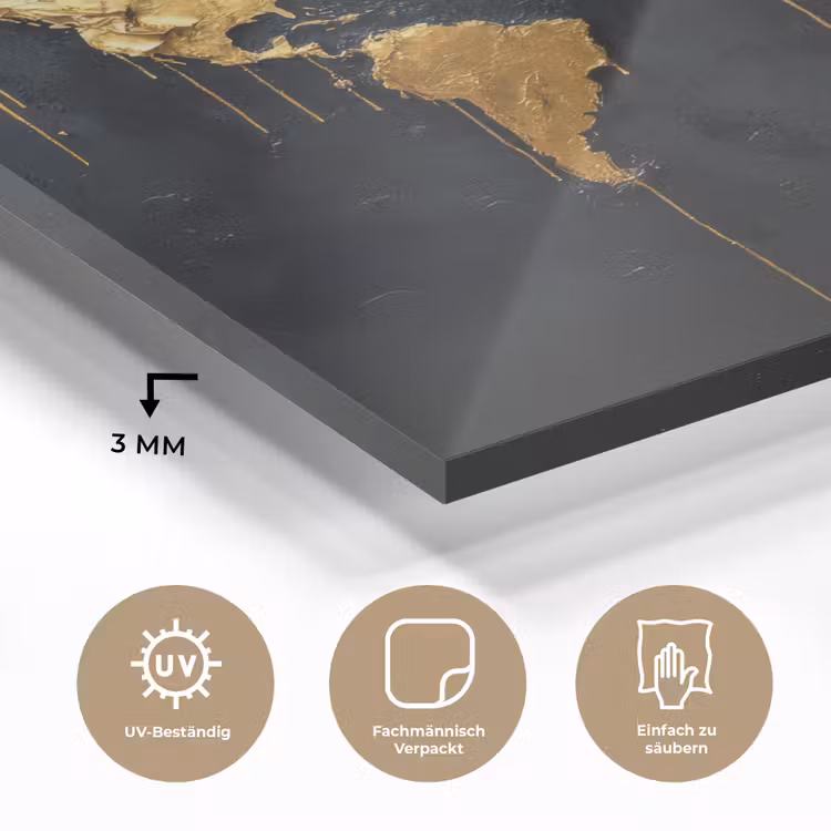 Wereldkaart - Gouden verf - Druppels - Zwart plexiglas 5mm klein -wsfeer2_DE