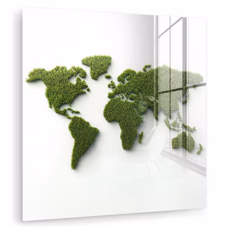 Wereldkaart - Gras textuur plexiglas 5mm klein -zzzproduct_nieuw