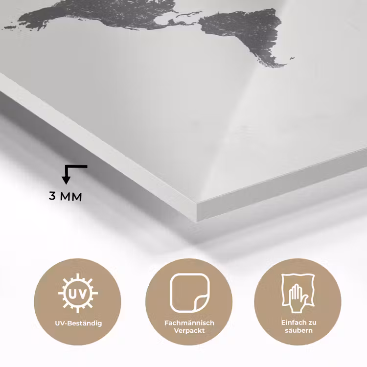 Wereldkaart - Grijs - Zwart - Vliegtuig plexiglas 5mm klein -wsfeer2_DE