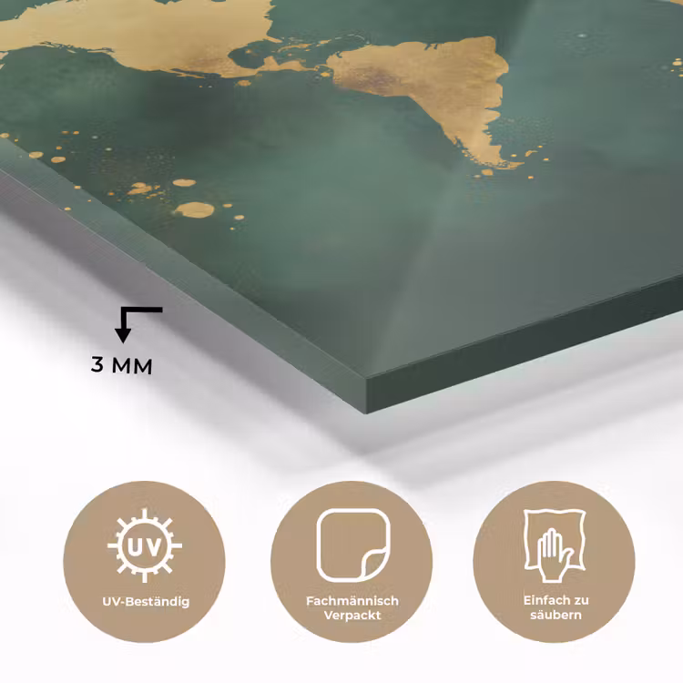 Wereldkaart - Groen - Goud plexiglas 5mm klein -wsfeer2_DE