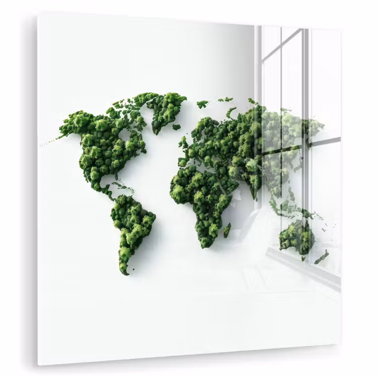 Wereldkaart - Groene bomen plexiglas 5mm klein -zzzproduct_nieuw