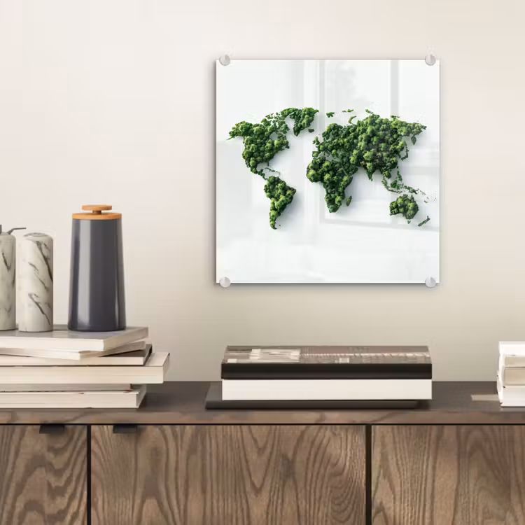 Wereldkaart - Groene bomen plexiglas 5mm klein -sfeer1