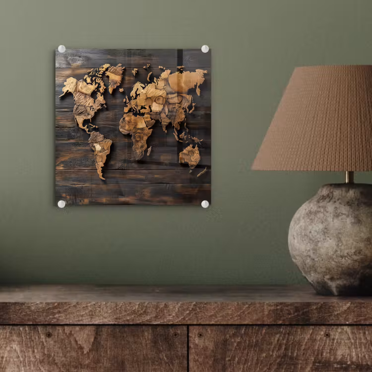 Wereldkaart - Hout - Mozaïek plexiglas 5mm klein -sfeer3