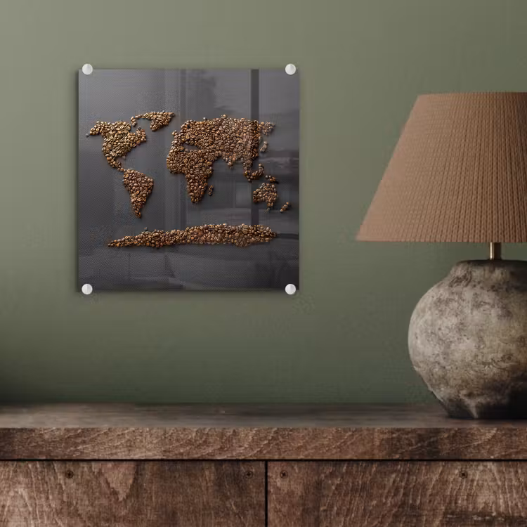 Wereldkaart - Koffie - Grijs plexiglas 5mm klein -sfeer3