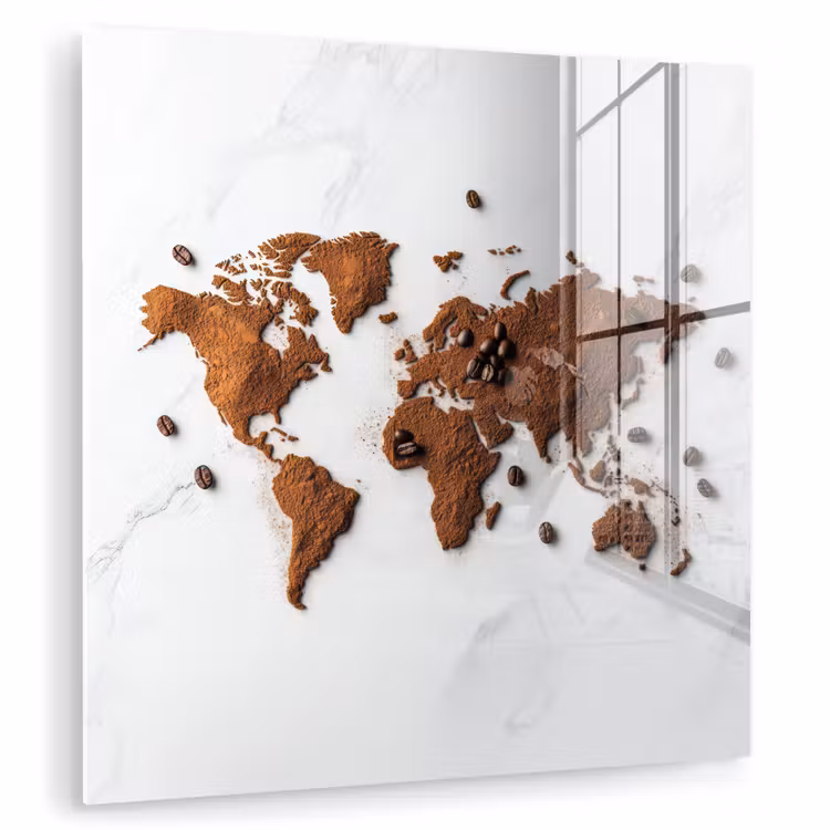 Wereldkaart - Koffie - Marmer plexiglas 5mm klein -zzzproduct_nieuw