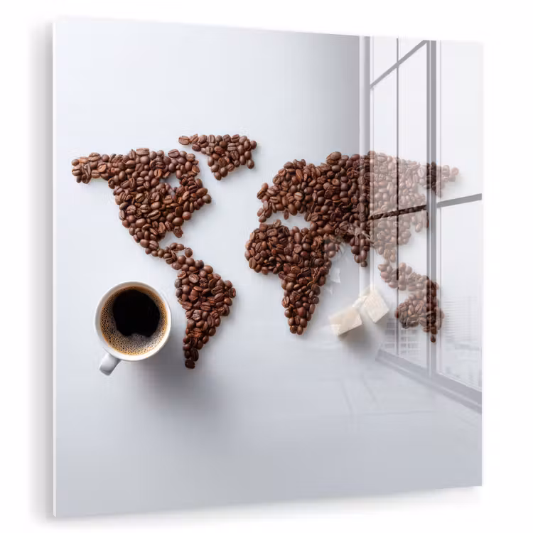 Wereldkaart - Koffiebonen - Suikerklontjes plexiglas 5mm klein -zzzproduct_nieuw