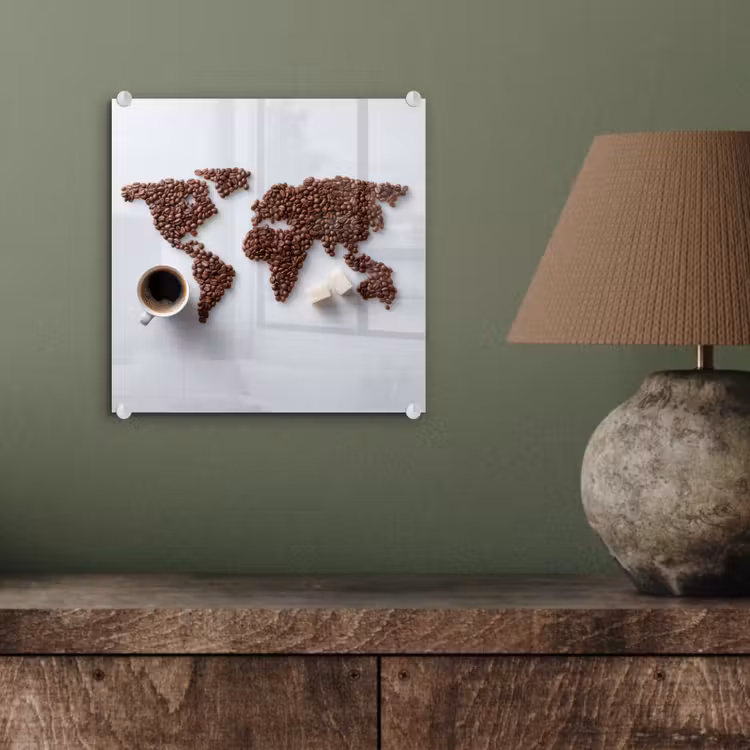 Wereldkaart - Koffiebonen - Suikerklontjes plexiglas 5mm klein -sfeer3