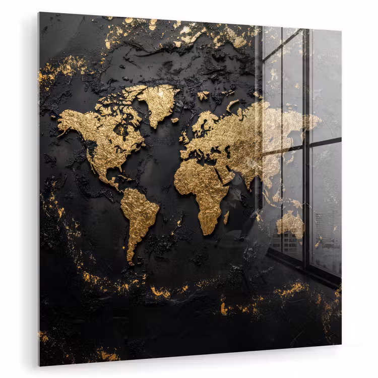 Wereldkaart - Korrelige textuur - Subtiel plexiglas 5mm klein -zzzproduct_nieuw