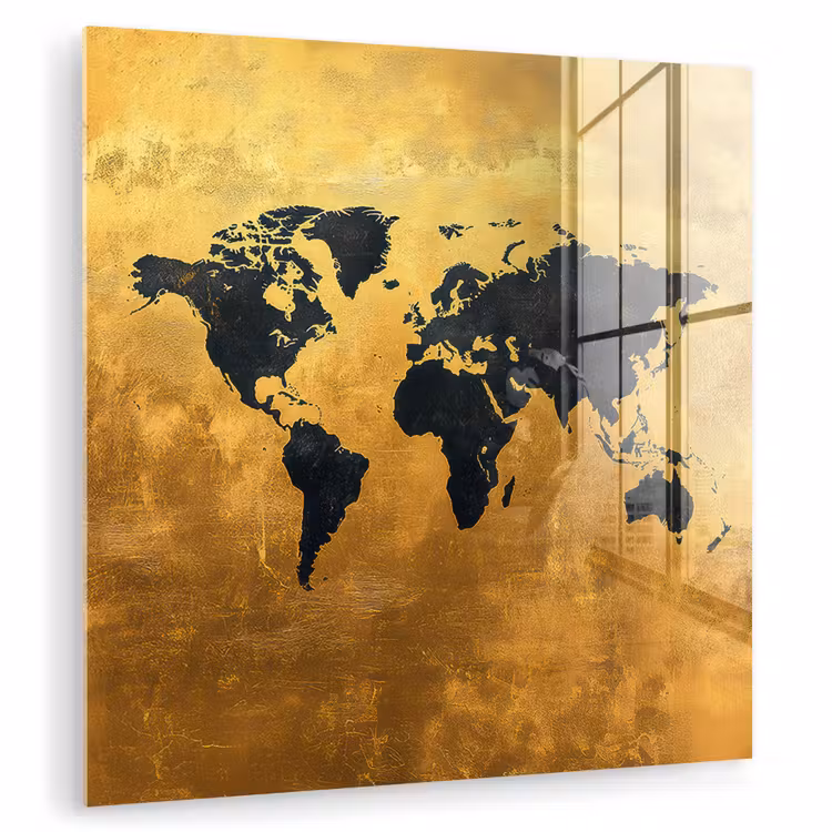 Wereldkaart - Krasserige achtergrond - Goud plexiglas 5mm klein -zzzproduct_nieuw