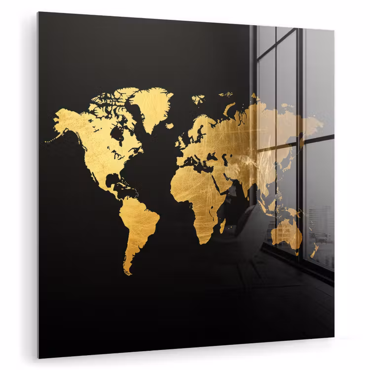 Wereldkaart - Krasstructuur - Zwart plexiglas 5mm klein -zzzproduct_nieuw