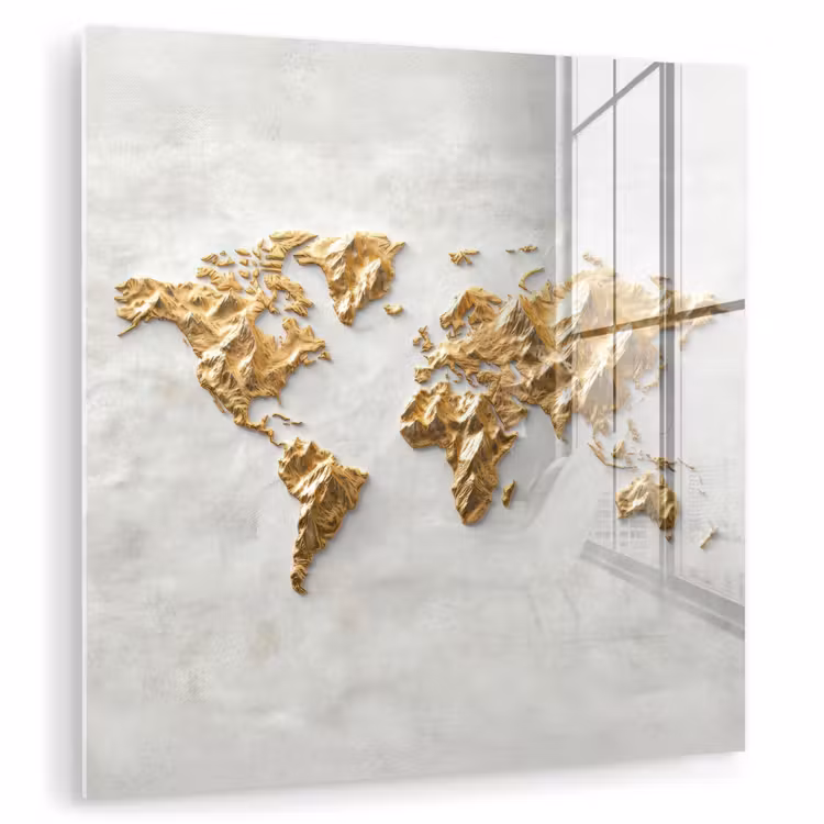 Wereldkaart - Artistiek - Grillige textuur plexiglas 5mm klein -zzzproduct_nieuw