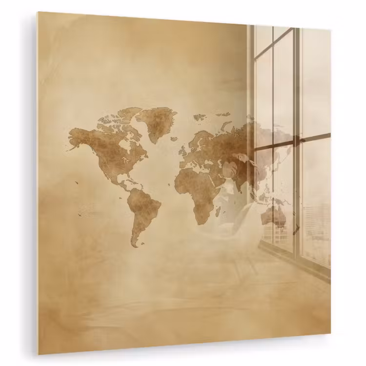 Wereldkaart - Lederen textuur plexiglas 5mm klein -zzzproduct_nieuw