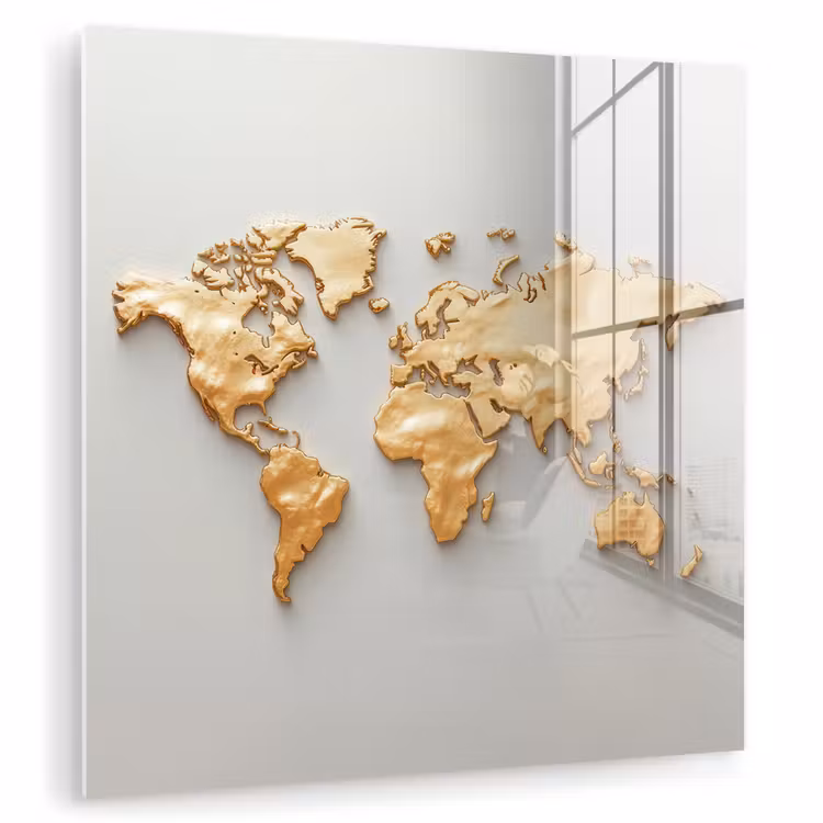Wereldkaart - Luxe uitstraling - Wit plexiglas 5mm klein -zzzproduct_nieuw