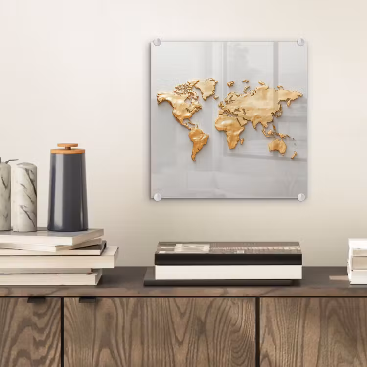 Wereldkaart - Luxe uitstraling - Wit plexiglas 5mm klein -sfeer1
