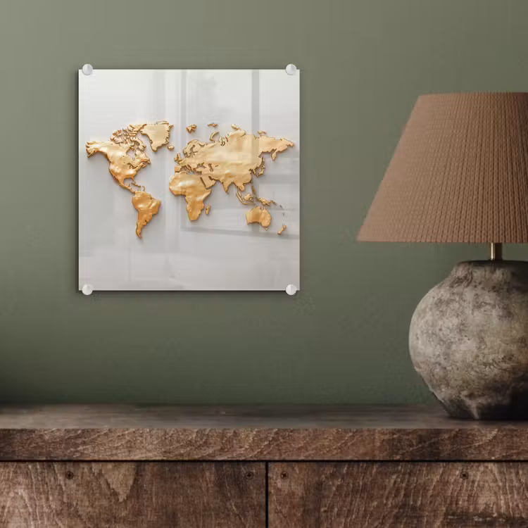 Wereldkaart - Luxe uitstraling - Wit plexiglas 5mm klein -sfeer3