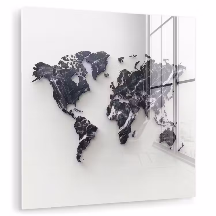 Wereldkaart - Marmer - Modern plexiglas 5mm klein -zzzproduct_nieuw