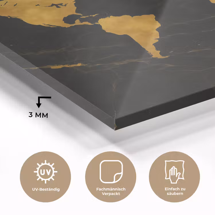 Wereldkaart - Marmerstructuur - Elegant - Zwart plexiglas 5mm klein -wsfeer2_DE