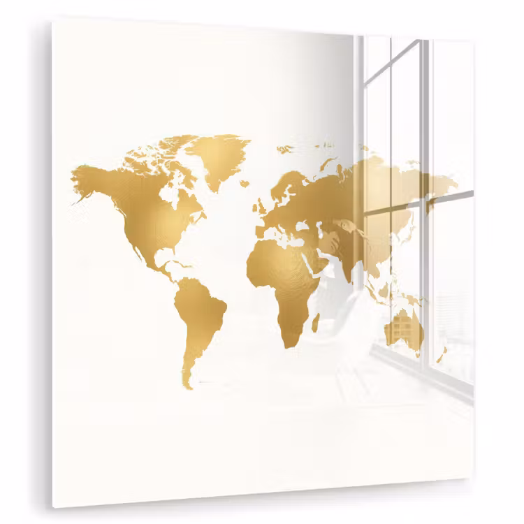 Wereldkaart - Metallic - Modern plexiglas 5mm klein -zzzproduct_nieuw