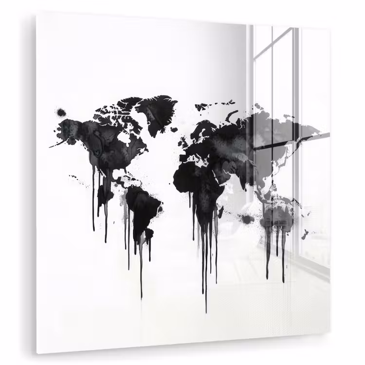 Wereldkaart - Minimalistisch - Graffiti plexiglas 5mm klein -zzzproduct_nieuw