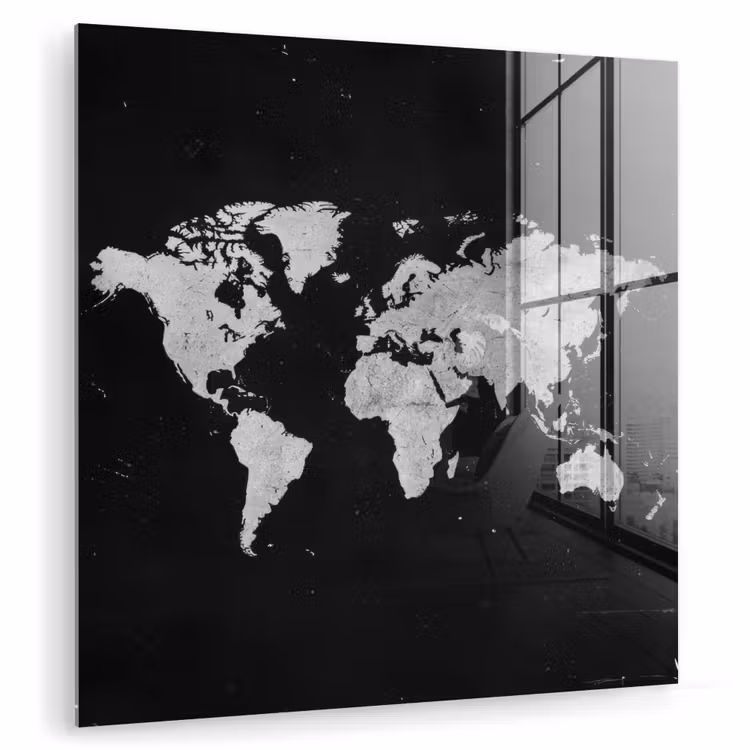 Wereldkaart - Minimalistisch  - Wit plexiglas 5mm klein -zzzproduct_nieuw