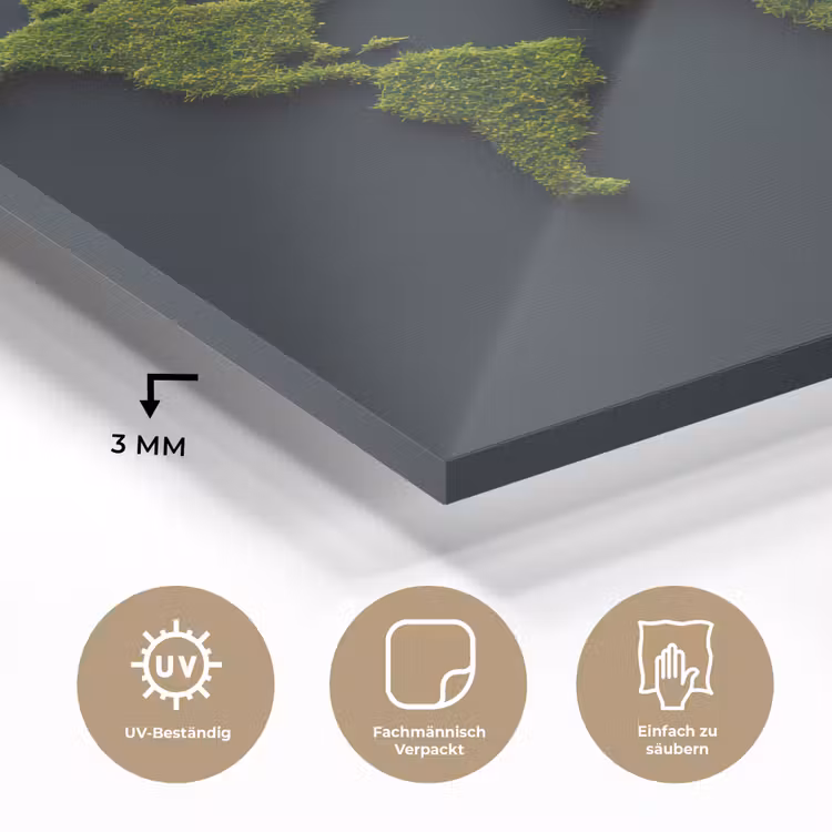 Wereldkaart - Mos -Levendig effect plexiglas 5mm klein -wsfeer2_DE