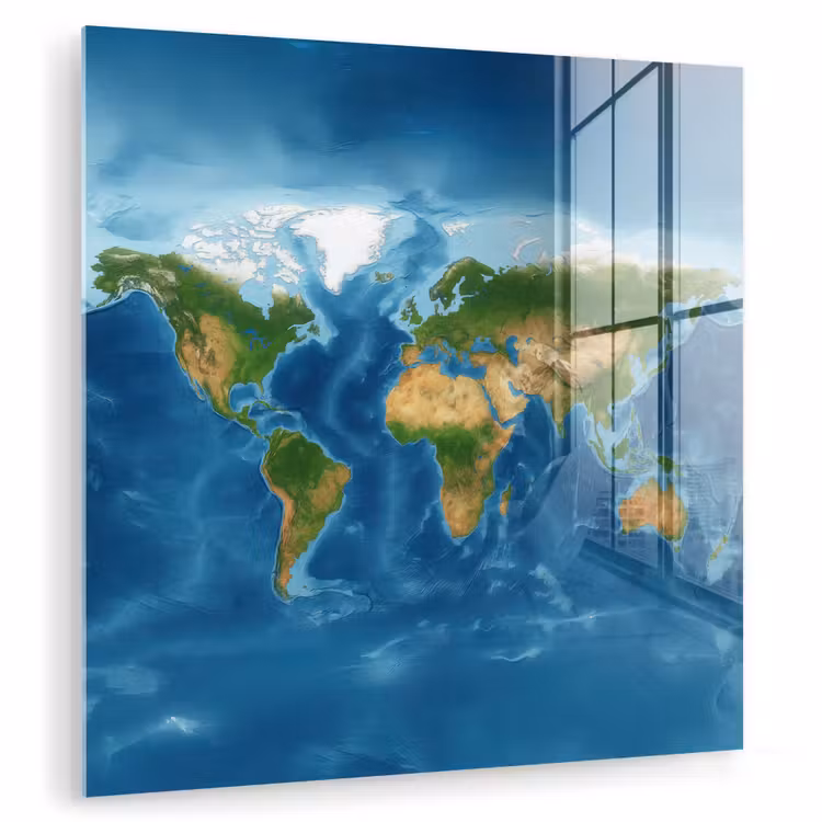 Wereldkaart - Natuurlijk - Levendige kleuren plexiglas 5mm klein -zzzproduct_nieuw