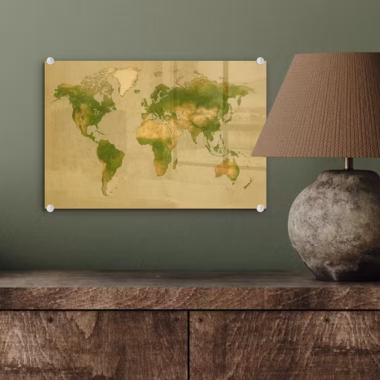 Wereldkaart - Natuurlijke tinten - Organische textuur plexiglas 5mm klein -wsfeer2_DE