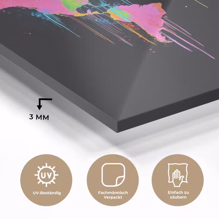 Wereldkaart - Neon - Kleurrijk - Spatten plexiglas 5mm klein -wsfeer2_DE