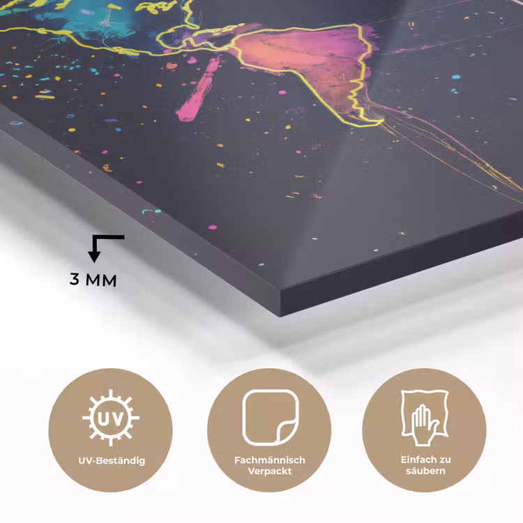 Wereldkaart - Neon - Lijnen - Verspatten plexiglas 5mm klein -wsfeer2_DE