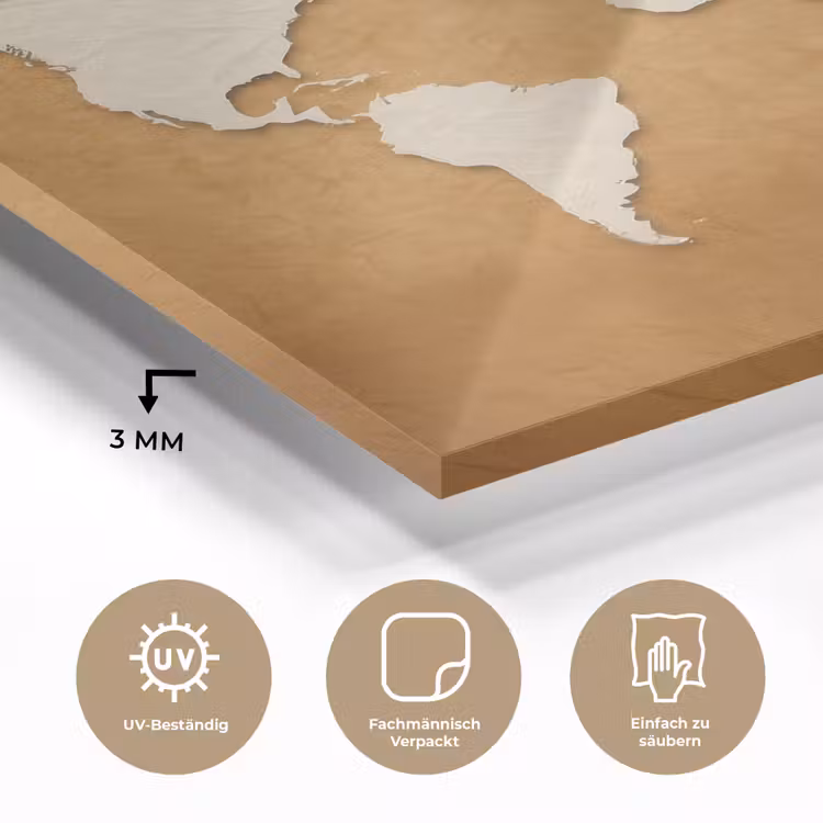 Wereldkaart - Papierstructuur - Bruin plexiglas 5mm klein -wsfeer2_DE