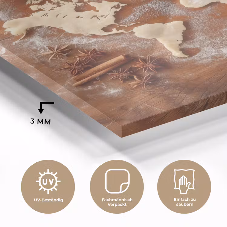 Wereldkaart - Koekjesdeeg - Warme baksfeer plexiglas 5mm klein -wsfeer2_DE