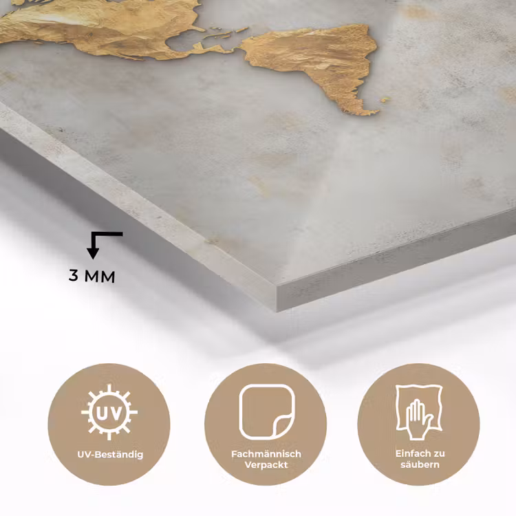 Wereldkaart - Ruwe betonnen muur - Handgemaakt effect plexiglas 5mm klein -wsfeer2_DE