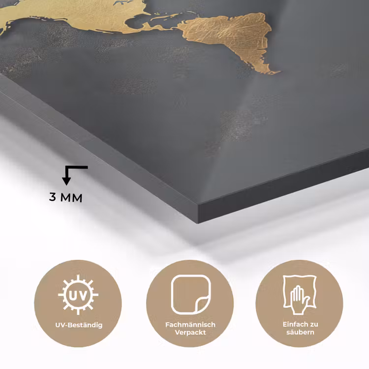 Wereldkaart - Ruwe textuur - Scherpe contouren - Zwart plexiglas 5mm klein -wsfeer2_DE