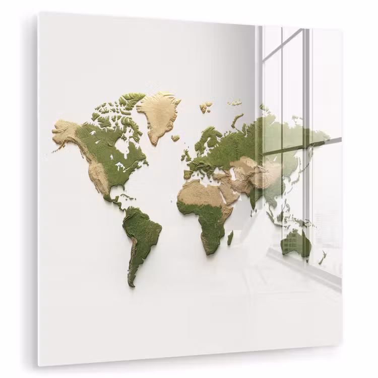 Wereldkaart - Reliëf - Aardekleruige tinten plexiglas 5mm klein -zzzproduct_nieuw