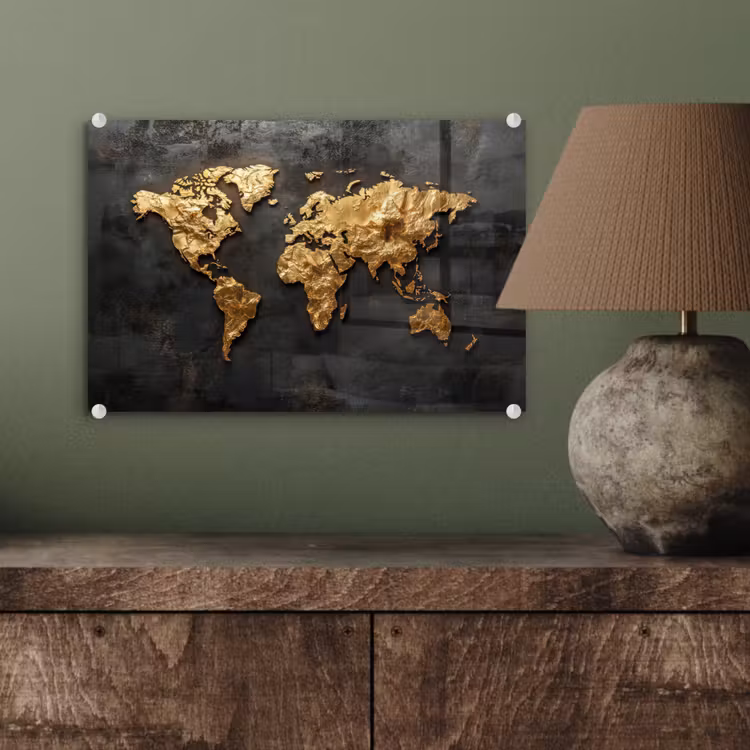Wereldkaart - Reliëf - Tactiele karakter plexiglas 5mm klein -wsfeer2_DE