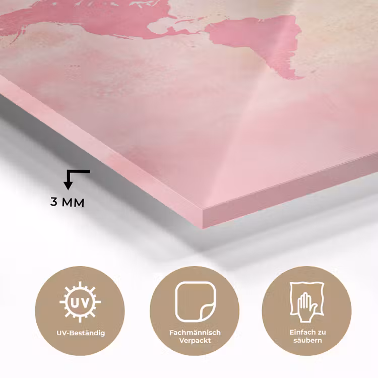 Wereldkaart - Roze - Vaag plexiglas 5mm klein -wsfeer2_DE