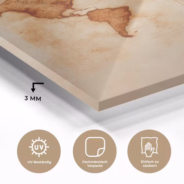 Wereldkaart - Roestbruine inkt plexiglas 5mm klein -wsfeer2_DE
