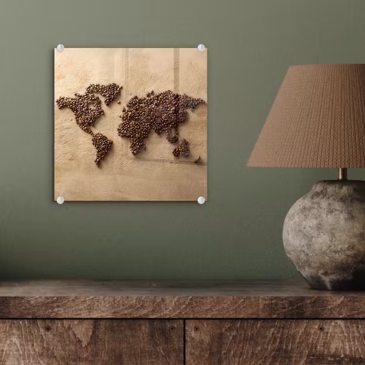 Wereldkaart - Zandkleur - Koffiebonen plexiglas 5mm klein -sfeer3