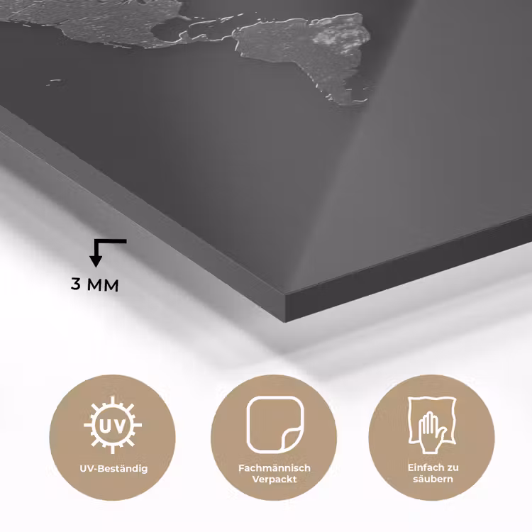 Wereldkaart - Zwart - Structuur plexiglas 5mm klein -wsfeer2_DE