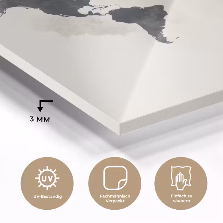 Wereldkaart - Zwart - Wit - Verf plexiglas 5mm klein -wsfeer2_DE