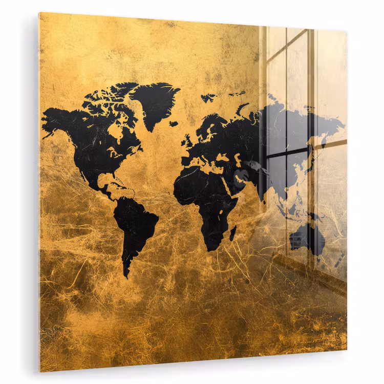 Wereldkaart - Vlekdetails - Goud plexiglas 5mm klein -zzzproduct_nieuw