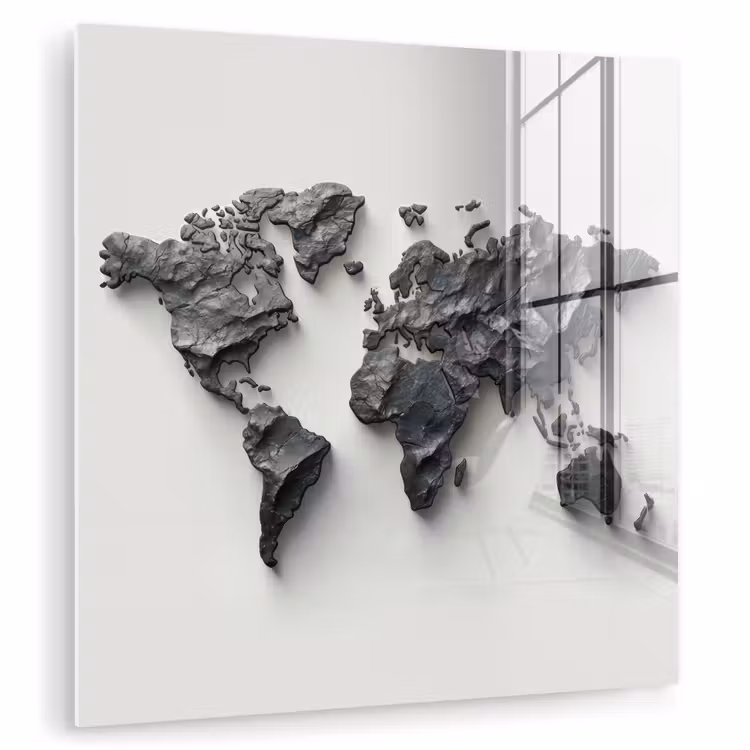 Wereldkaart - Steen - 3D plexiglas 5mm klein -zzzproduct_nieuw