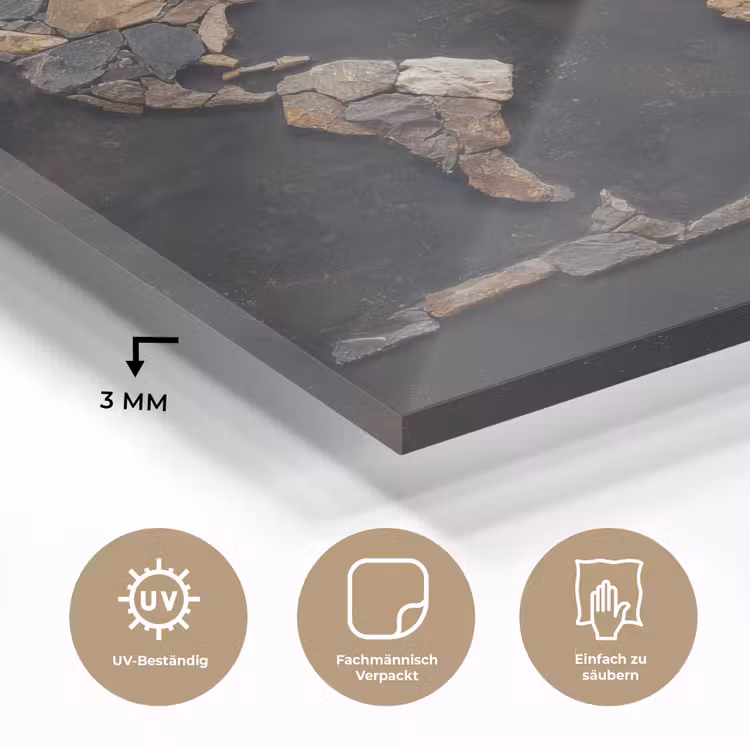 Wereldkaart - Stenen - Realistisch plexiglas 5mm klein -wsfeer2_DE